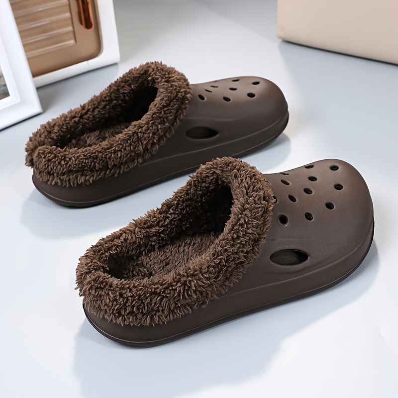 mens winter house clogs casual non slip breathable slip on soft sole sandal slippers with fuzzy lining for walking details 6