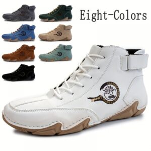 Men's Lace-up Sneakers - Casual Walking Shoes With Hook And Loop Fastener - Comfortable And Breathable